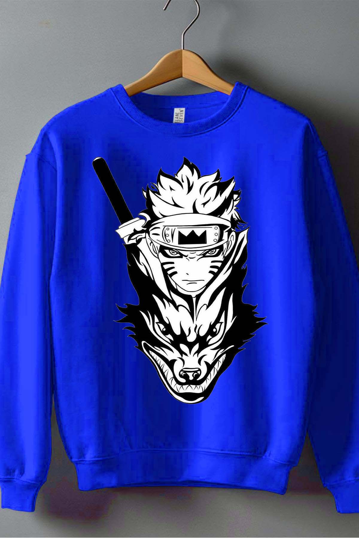 COULEUR:Bleu Roi|Sweat Col Rond Garçon | renard naruto Bleu Roi
