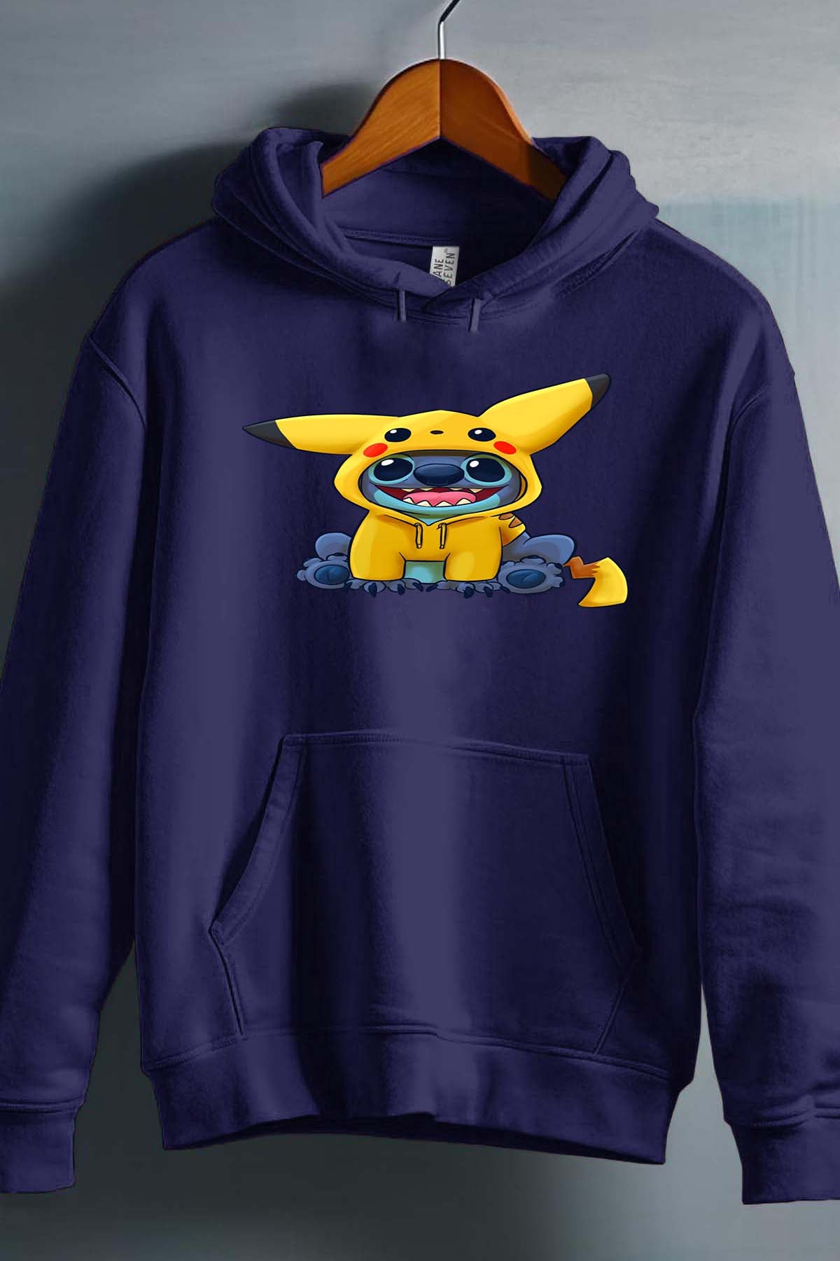 COULEUR:Marine|Sweat Capuche Homme | stitch déguisé pikatchu Marine