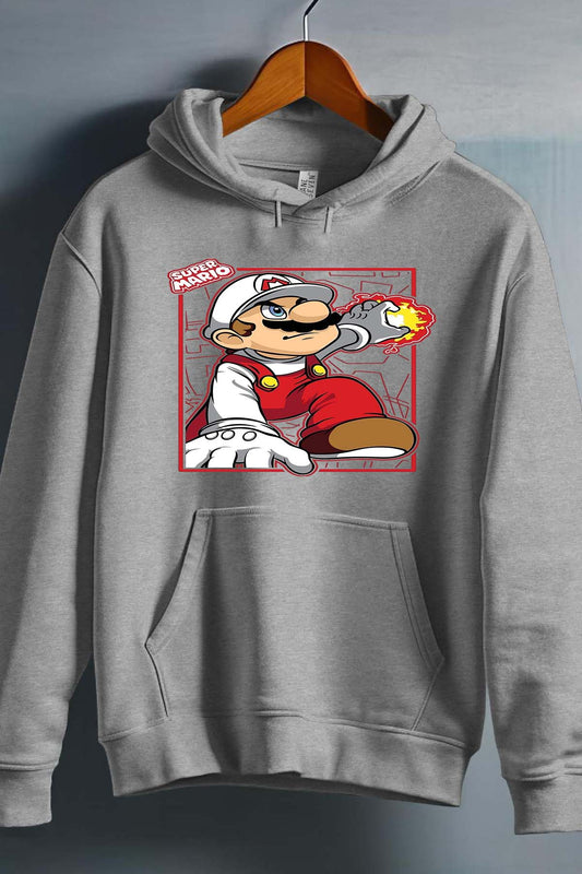 COULEUR:Gris|Sweat Capuche Homme | super mario feu Gris