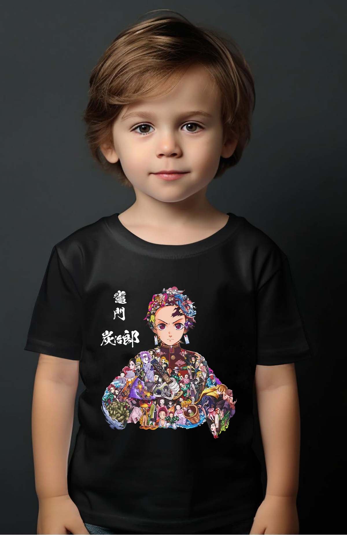 COULEUR:Noir|T-shirt Garçon | tanjiro Multi Incrustation Noir