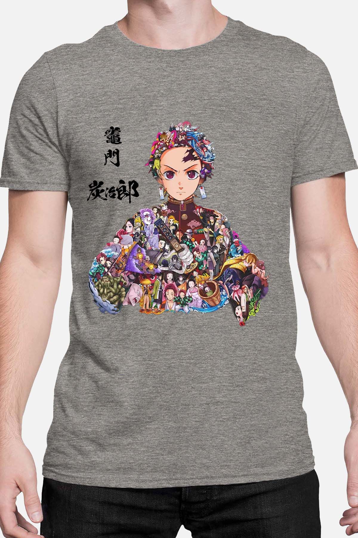 COULEUR:Gris|T-shirt Homme | tanjiro Multi Incrustation Gris