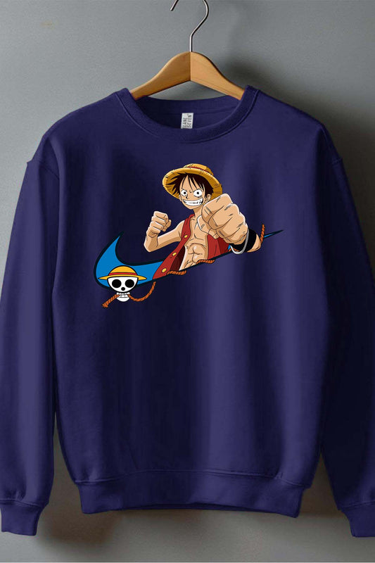 COULEUR:Marine|Sweat Col Rond Homme | virgule luffy Ready Marine