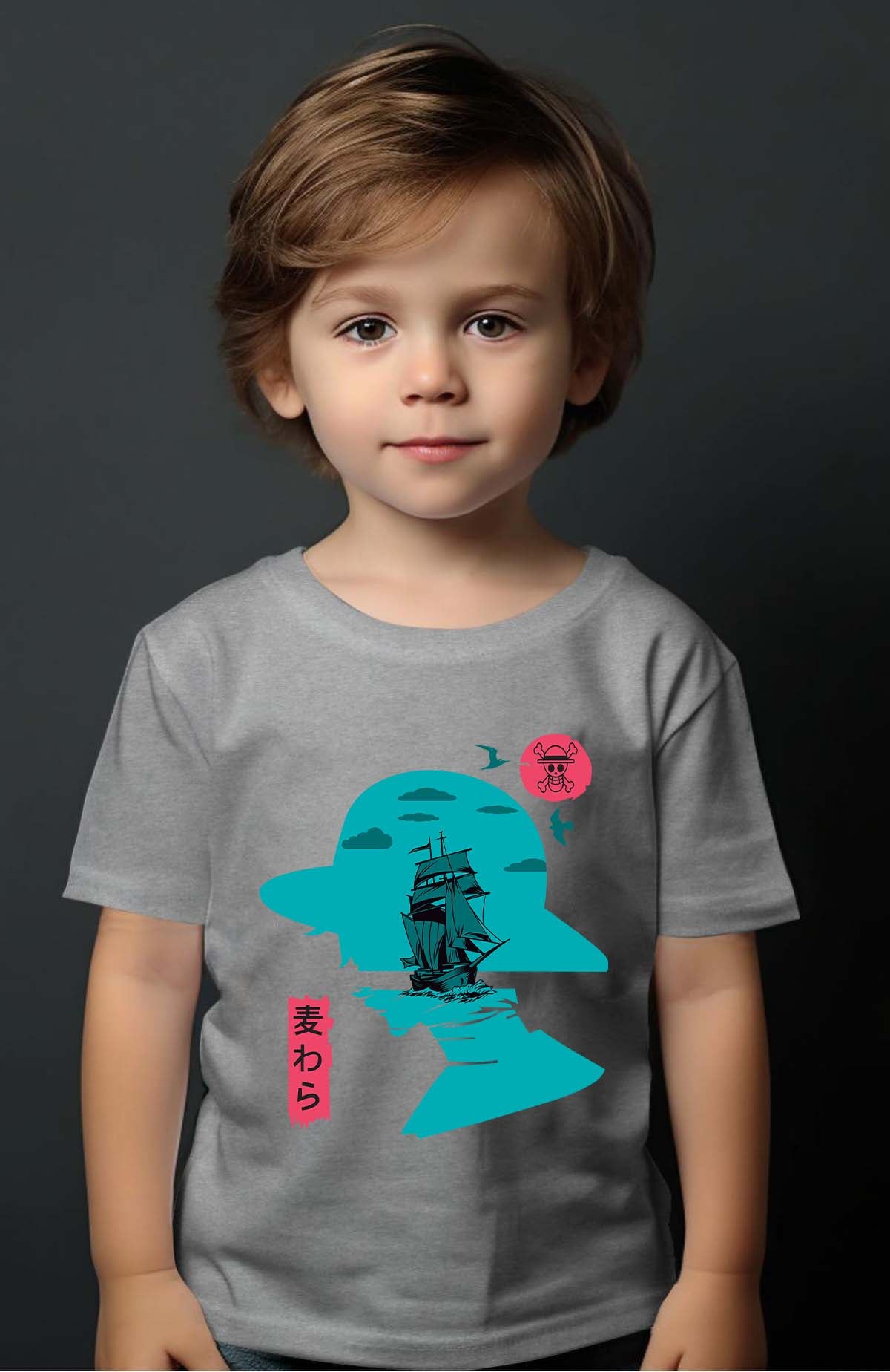 COULEUR:Gris|T-shirt Garçon | 1PIECE Head Horizon Gris