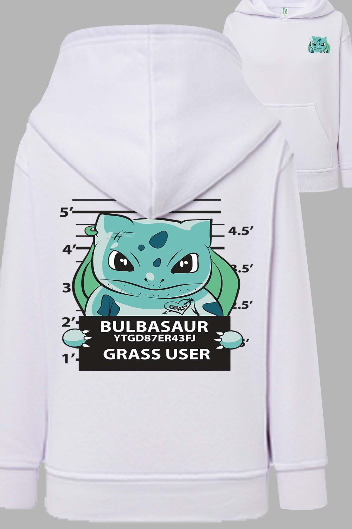 COULEUR:Blanc|Sweat Capuche Fille | Accusé Bulbizarre Blanc