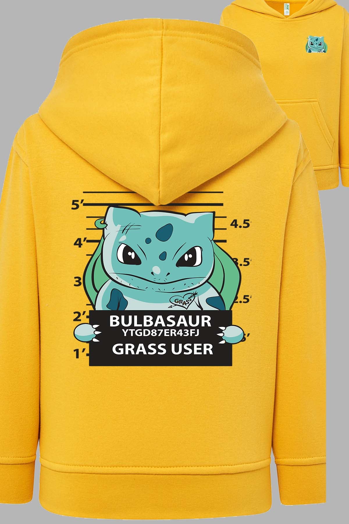 COULEUR:Jaune|Sweat Capuche Fille | Accusé Bulbizarre Jaune