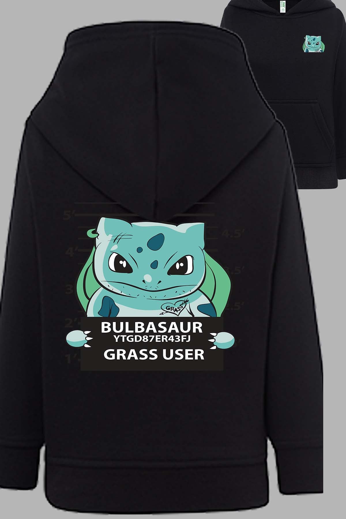 COULEUR:Noir|Sweat Capuche Fille | Accusé Bulbizarre Noir