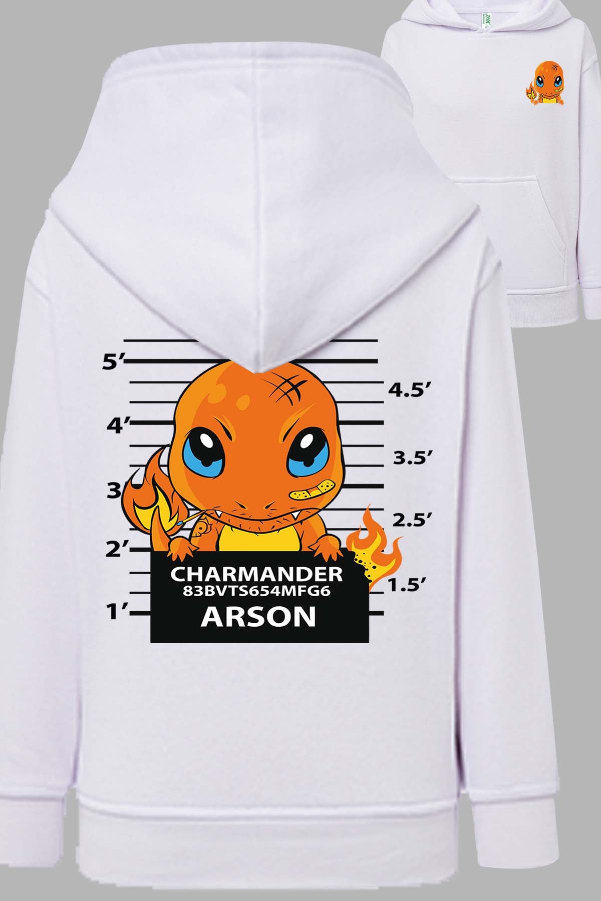 COULEUR:Blanc|Sweat Capuche Fille | Accusé charmander Blanc