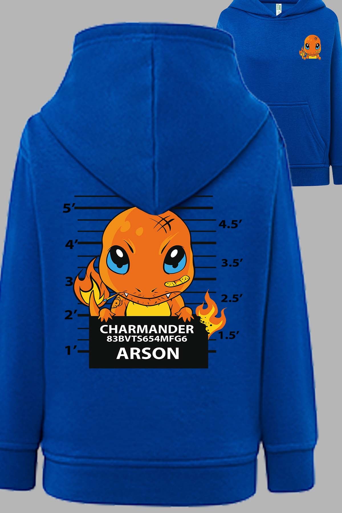 COULEUR:Bleu Roi|Sweat Capuche Fille | Accusé charmander Bleu Roi