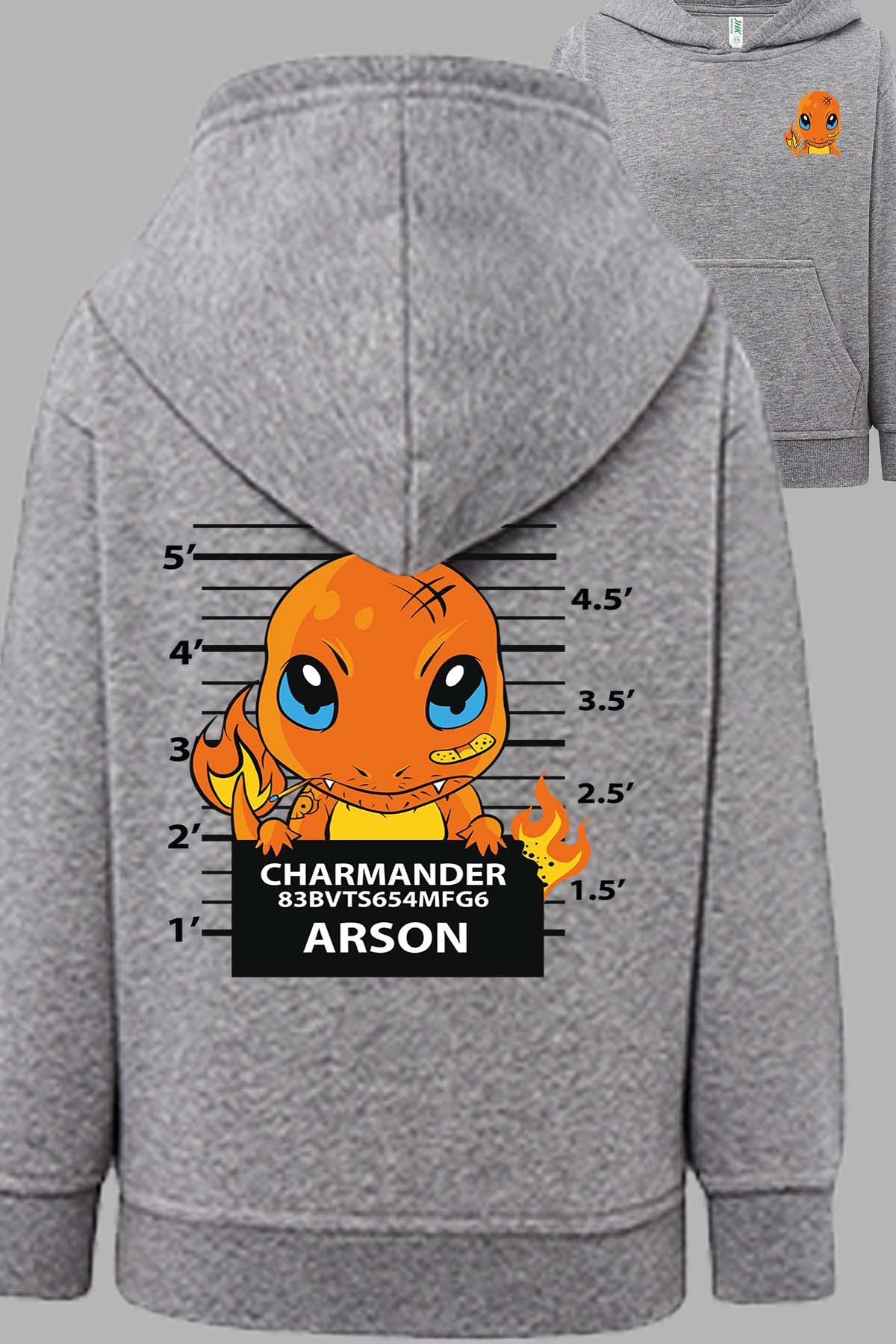 COULEUR:Gris|Sweat Capuche Fille | Accusé charmander Gris