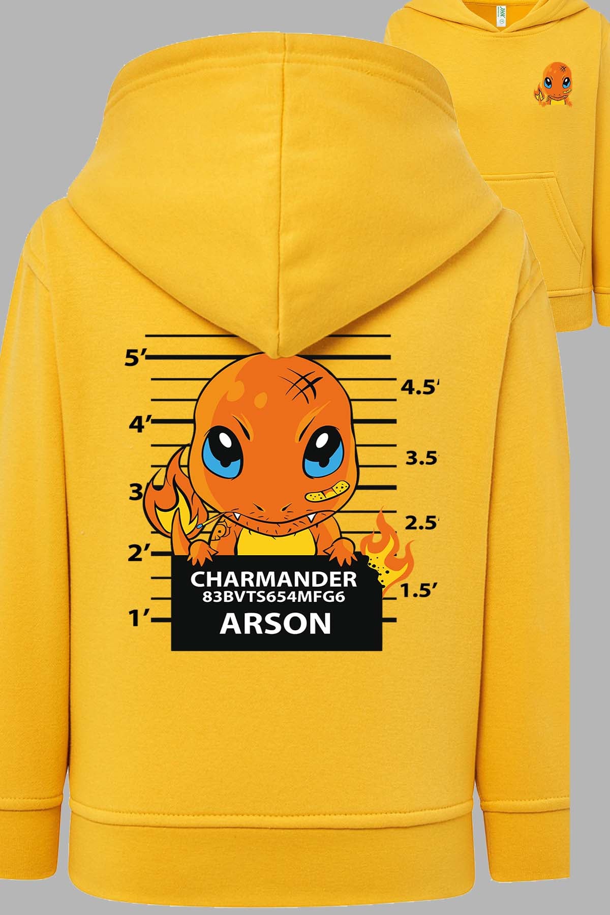COULEUR:Jaune|Sweat Capuche Fille | Accusé charmander Jaune