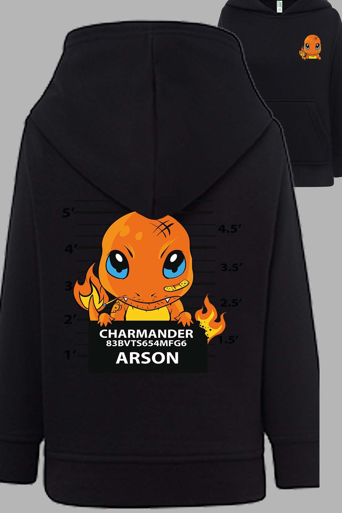 COULEUR:Noir|Sweat Capuche Fille | Accusé charmander Noir