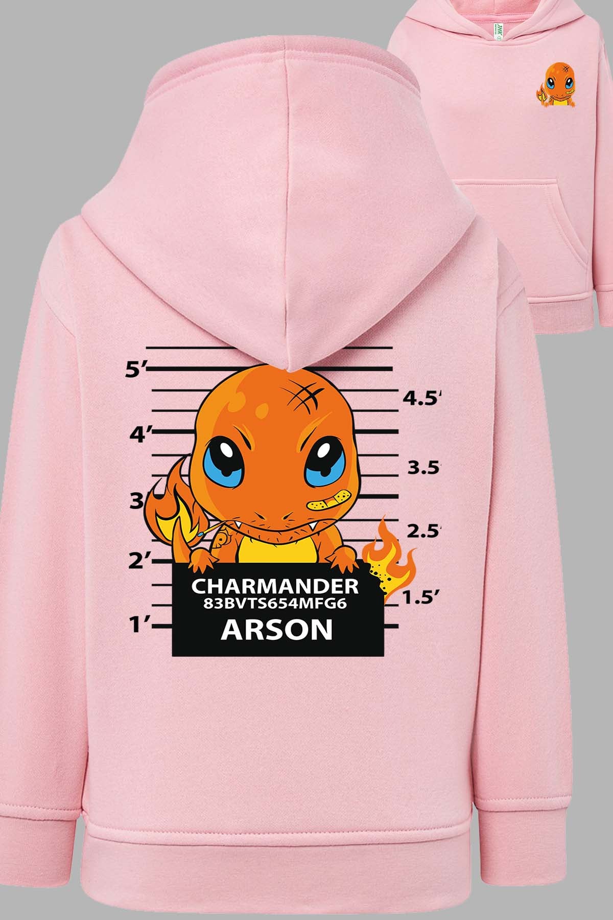 COULEUR:Rose|Sweat Capuche Fille | Accusé charmander Rose