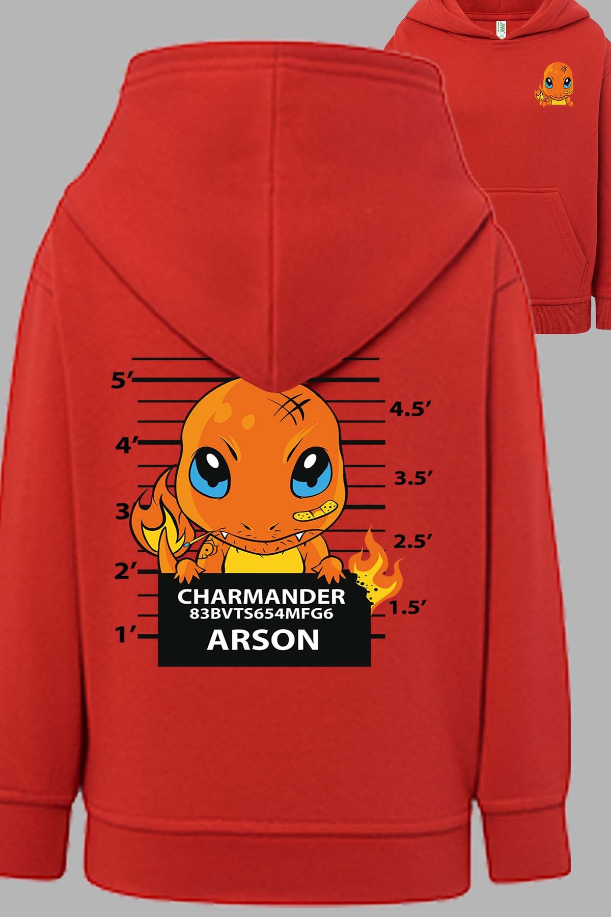 COULEUR:Rouge|Sweat Capuche Fille | Accusé charmander Rouge