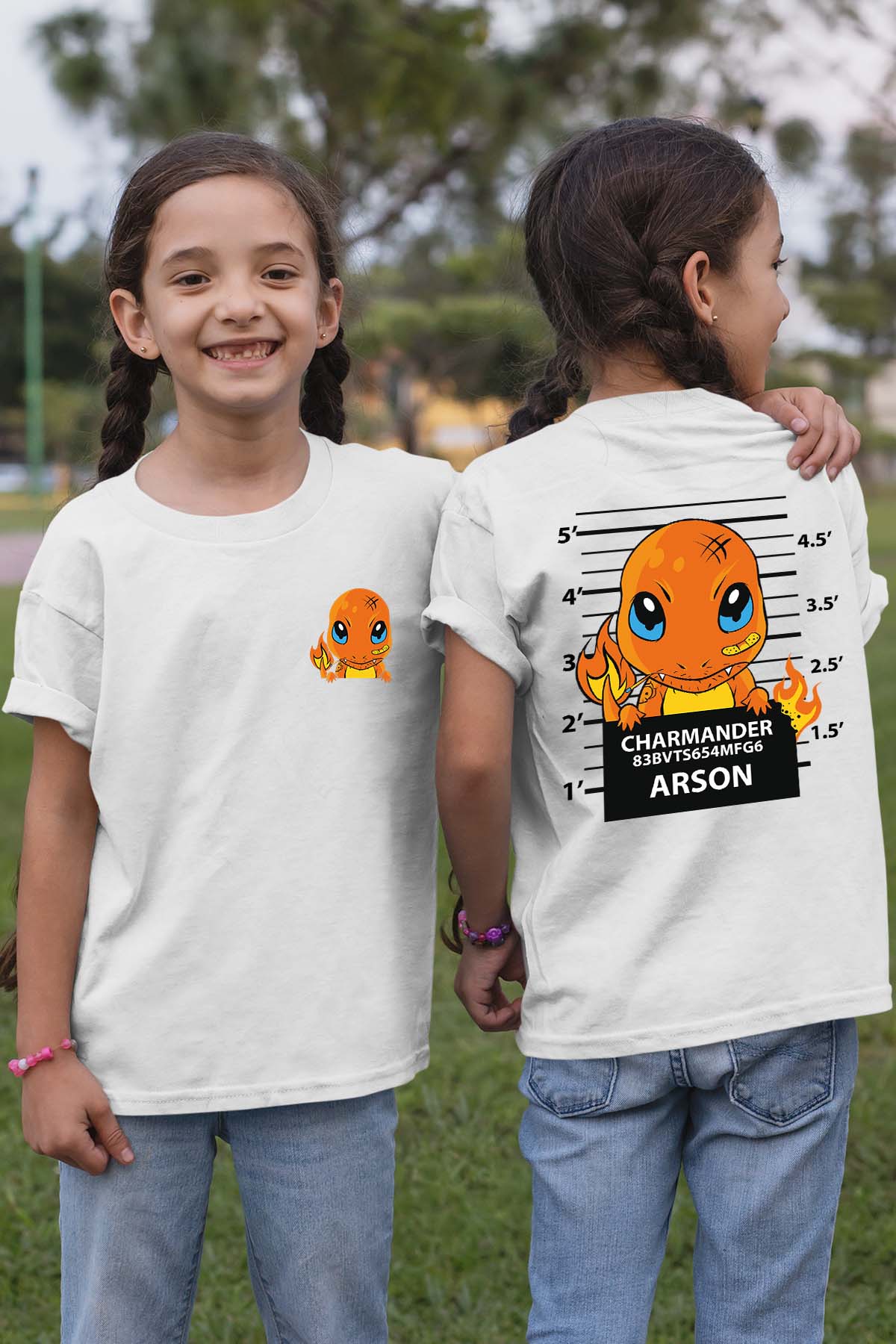 COULEUR:Blanc|T-shirt Fille | Accusé charmander Blanc