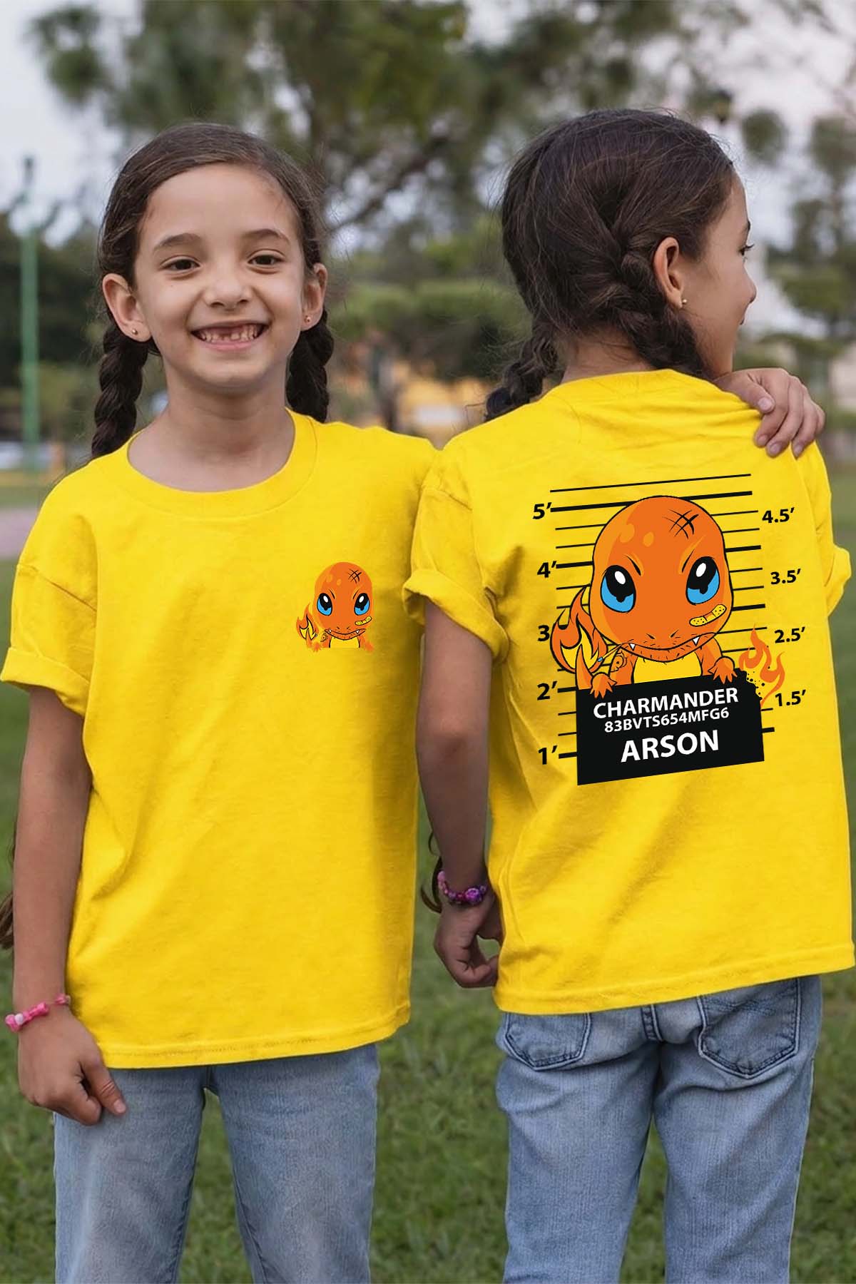 COULEUR:Jaune|T-shirt Fille | Accusé charmander Jaune
