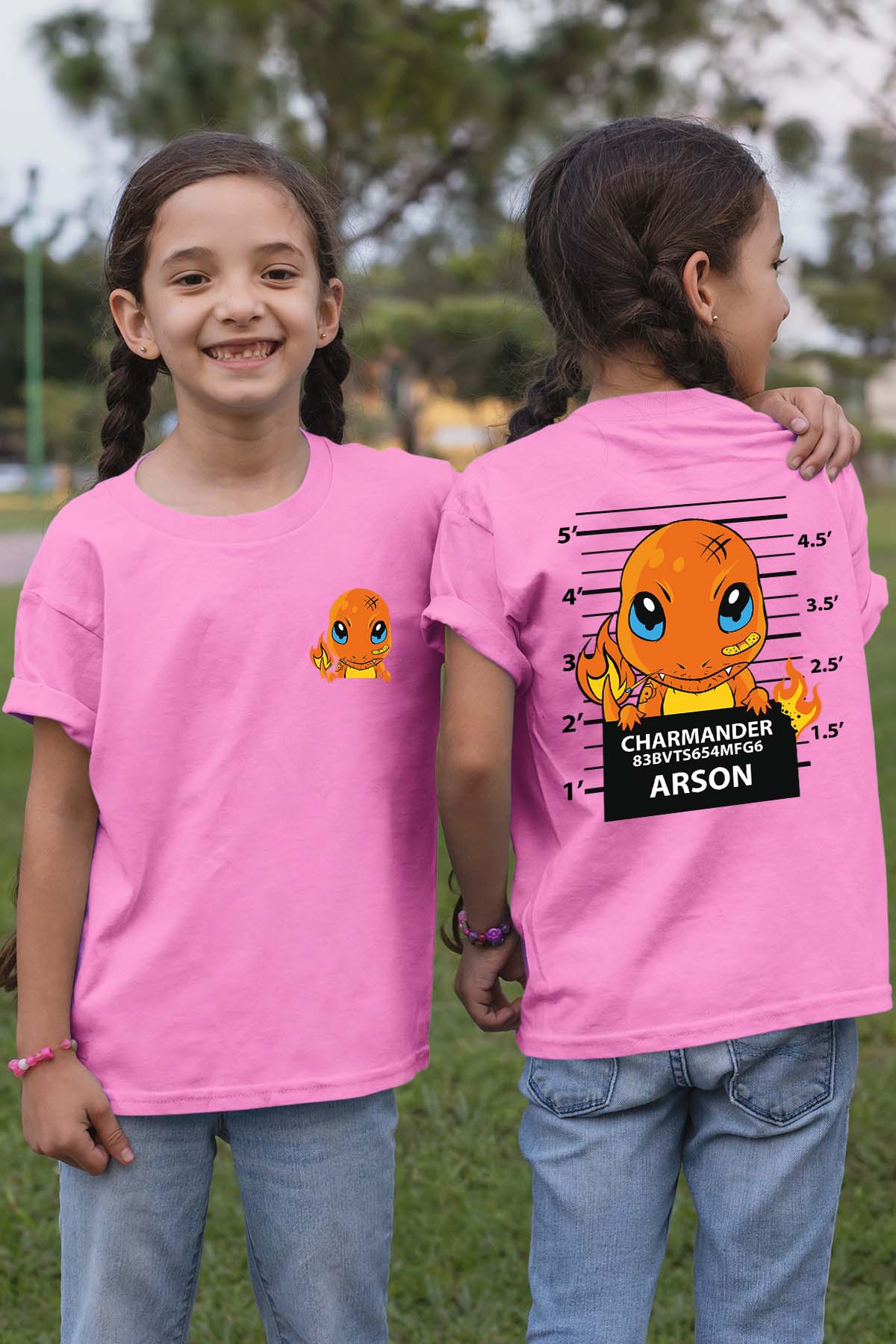 COULEUR:Rose|T-shirt Fille | Accusé charmander Rose