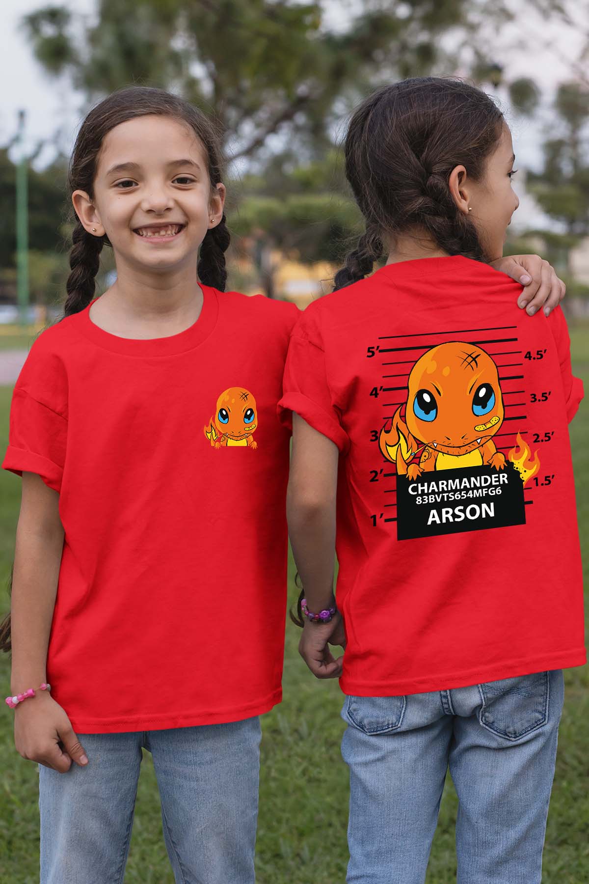 COULEUR:Rouge|T-shirt Fille | Accusé charmander Rouge
