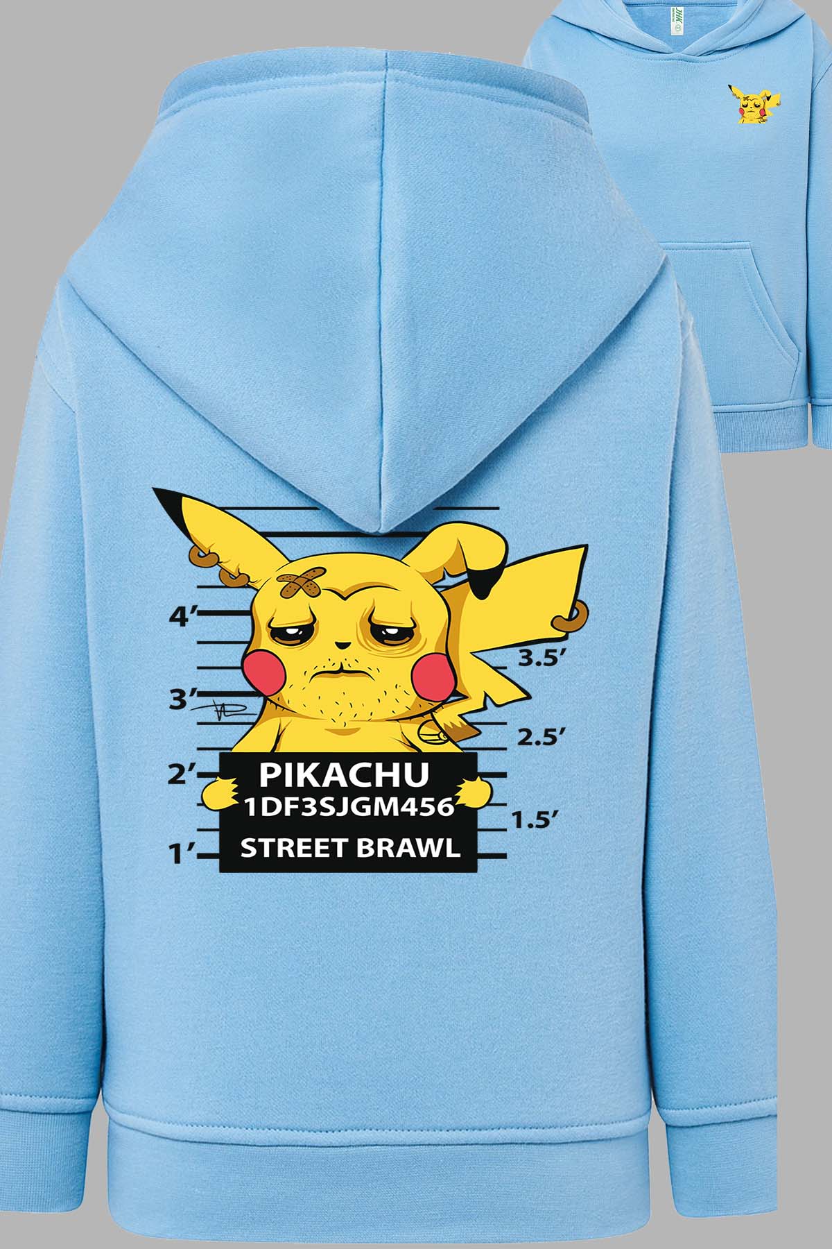 COULEUR:Bleu Ciel|Sweat Capuche Fille | Accusé pikachu Bleu Ciel