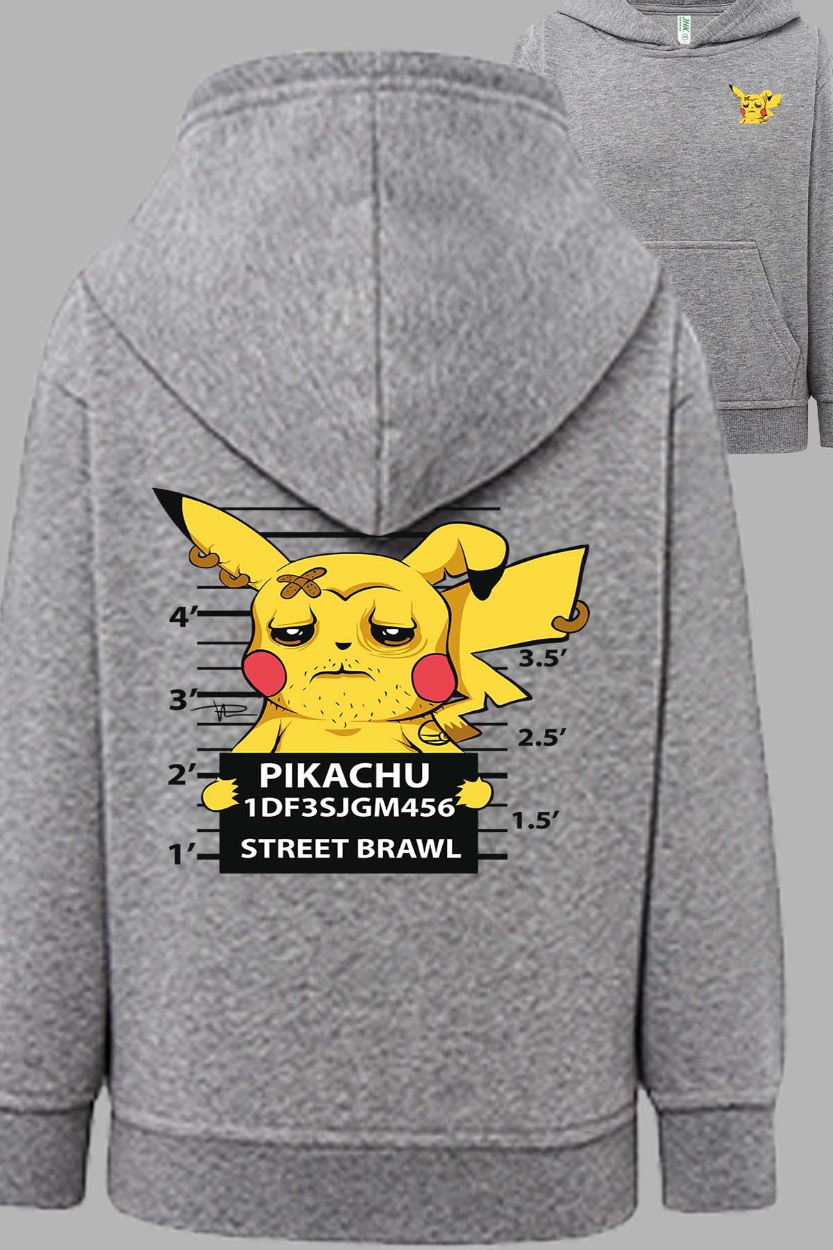 COULEUR:Gris|Sweat Capuche Fille | Accusé pikachu Gris