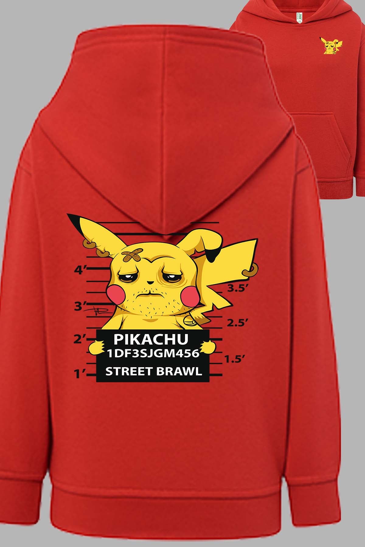 COULEUR:Rouge|Sweat Capuche Fille | Accusé pikachu Rouge