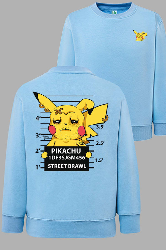 COULEUR:Bleu Ciel|Sweat Col Rond Garçon | Accusé pikachu Bleu Ciel