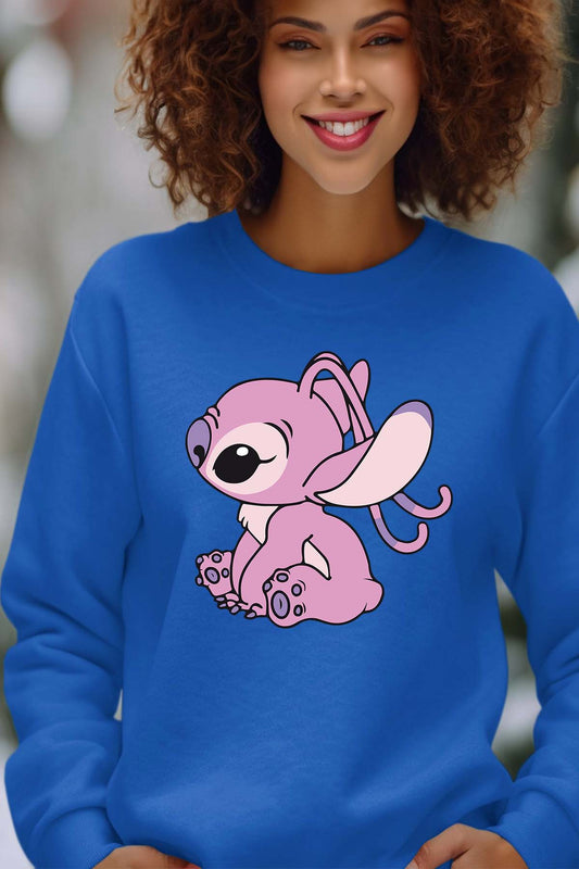 COULEUR:Bleu Roi|Sweat Col Rond Femme | Angel 2 Bleu Roi
