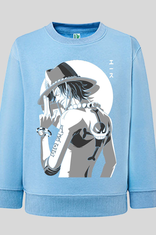 COULEUR:Bleu Ciel|Sweat Col Rond Garçon | Ashes of Ace Bleu Ciel