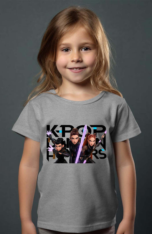 T-shirt Fille Attack Kpop Gris