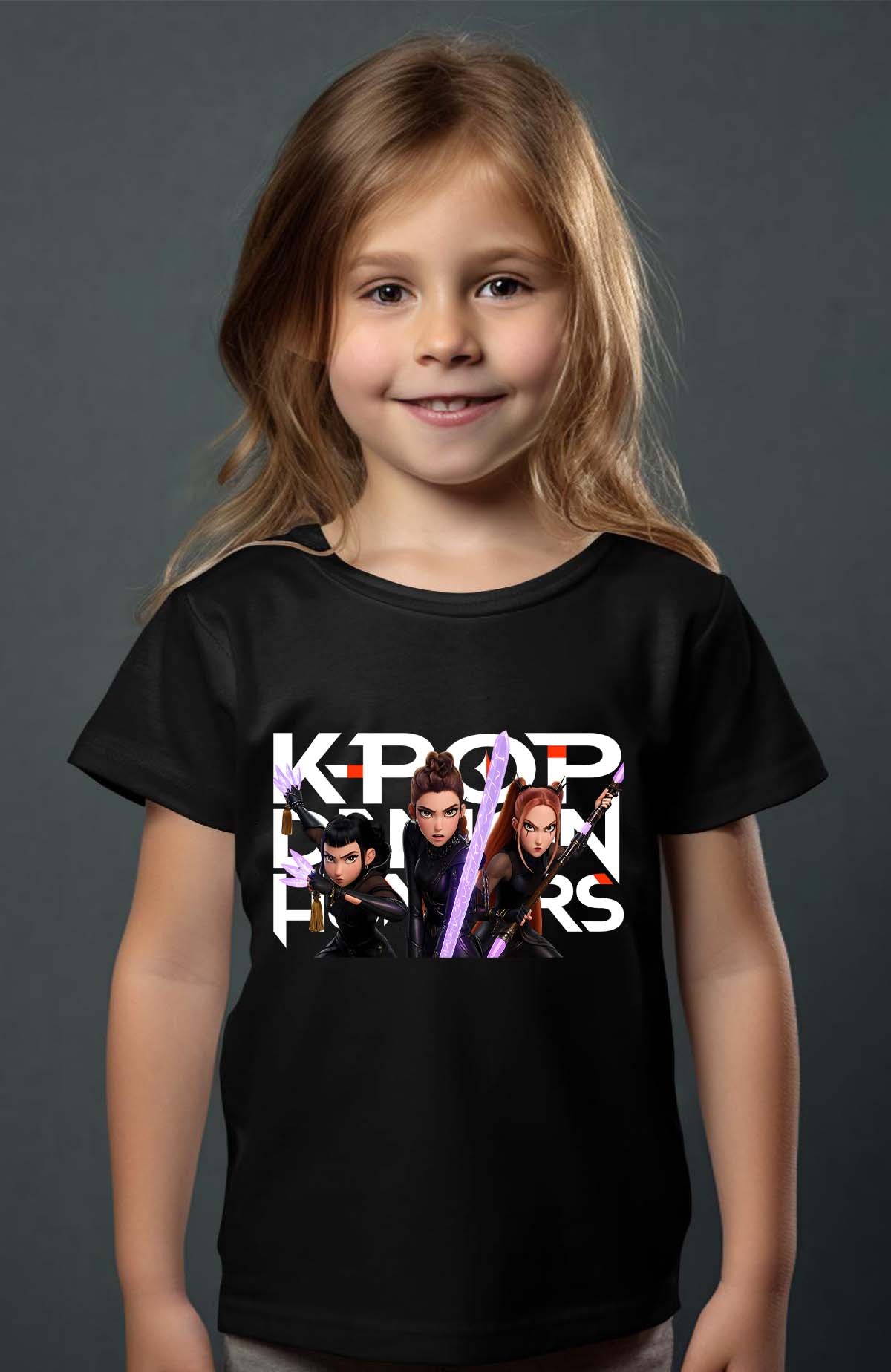 T-shirt Fille Attack Kpop Noir