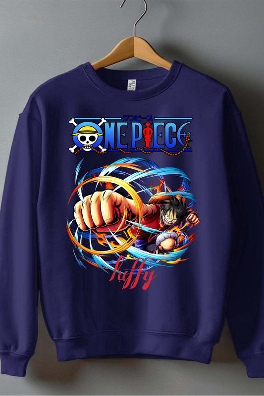 COULEUR:Marine|Sweat Col Rond Garçon | Attack One Piece 04 Marine