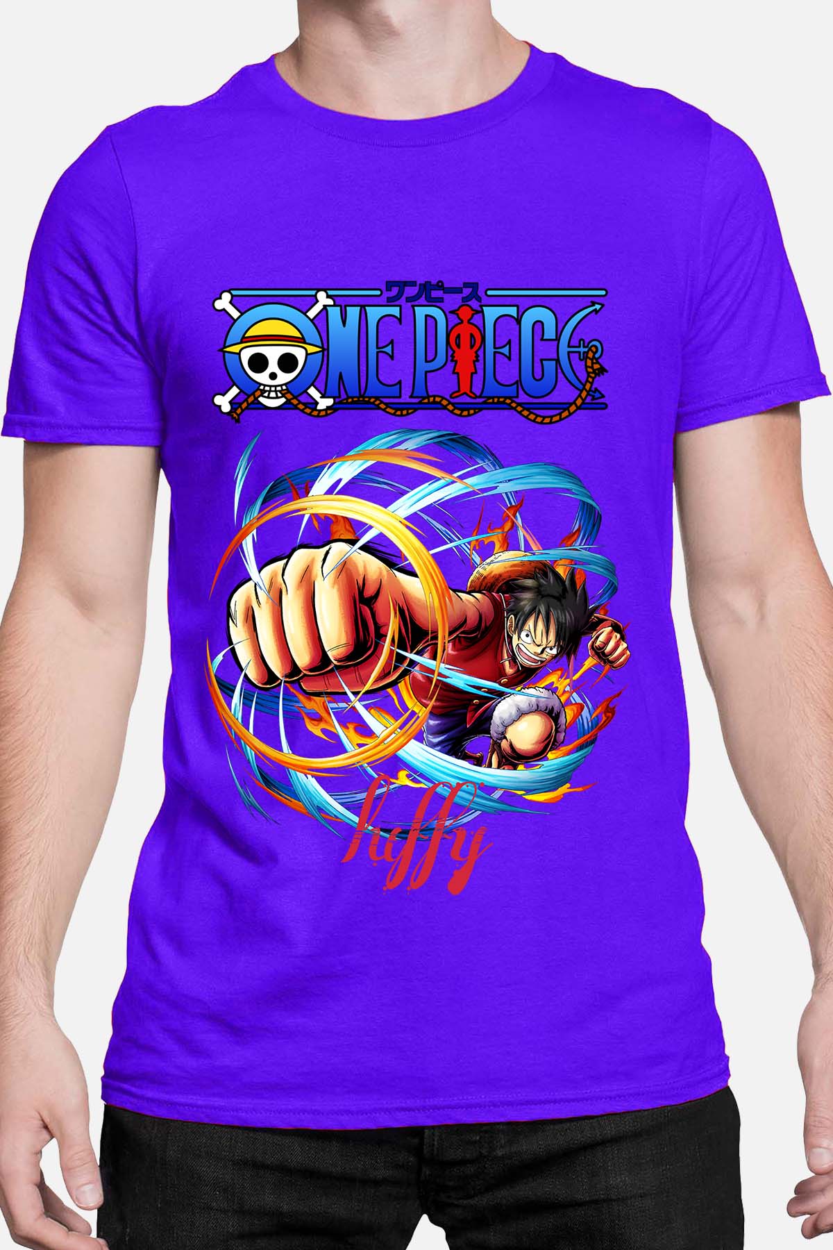 COULEUR:Bleu Roi|T-shirt Homme | Attack One Piece 04 Bleu Roi