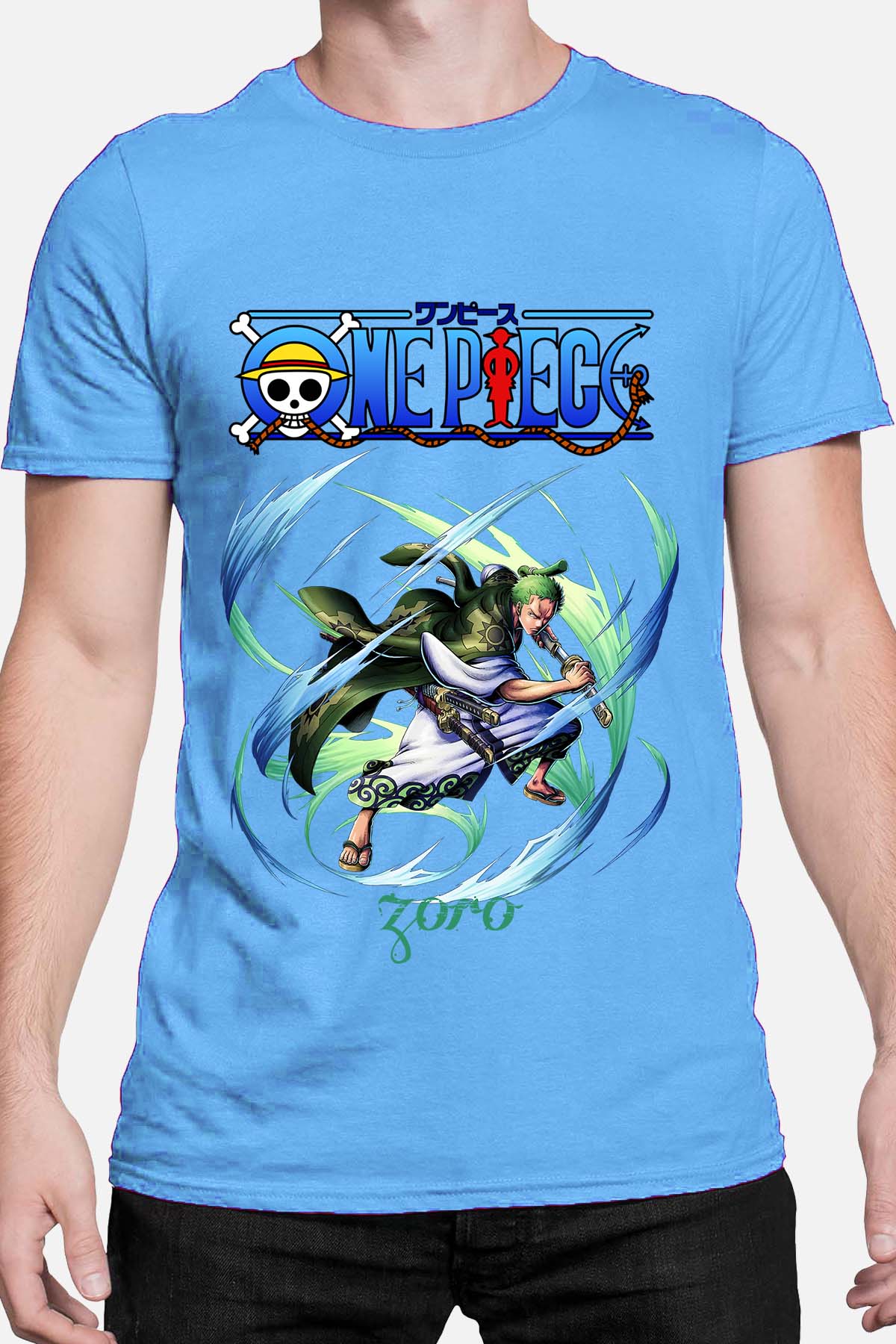 COULEUR:Bleu Ciel|T-shirt Homme | Attack One Piece 05 Bleu Ciel
