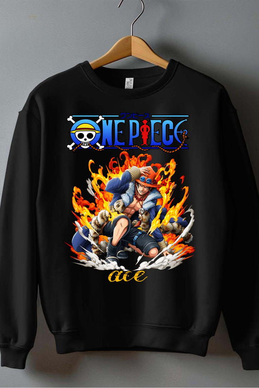 COULEUR:Noir|Sweat Col Rond Garçon | Attack One Piece 06 Noir