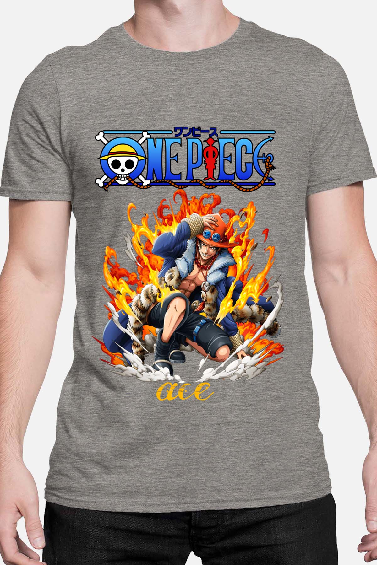 COULEUR:Gris|T-shirt Homme | Attack One Piece 06 Gris