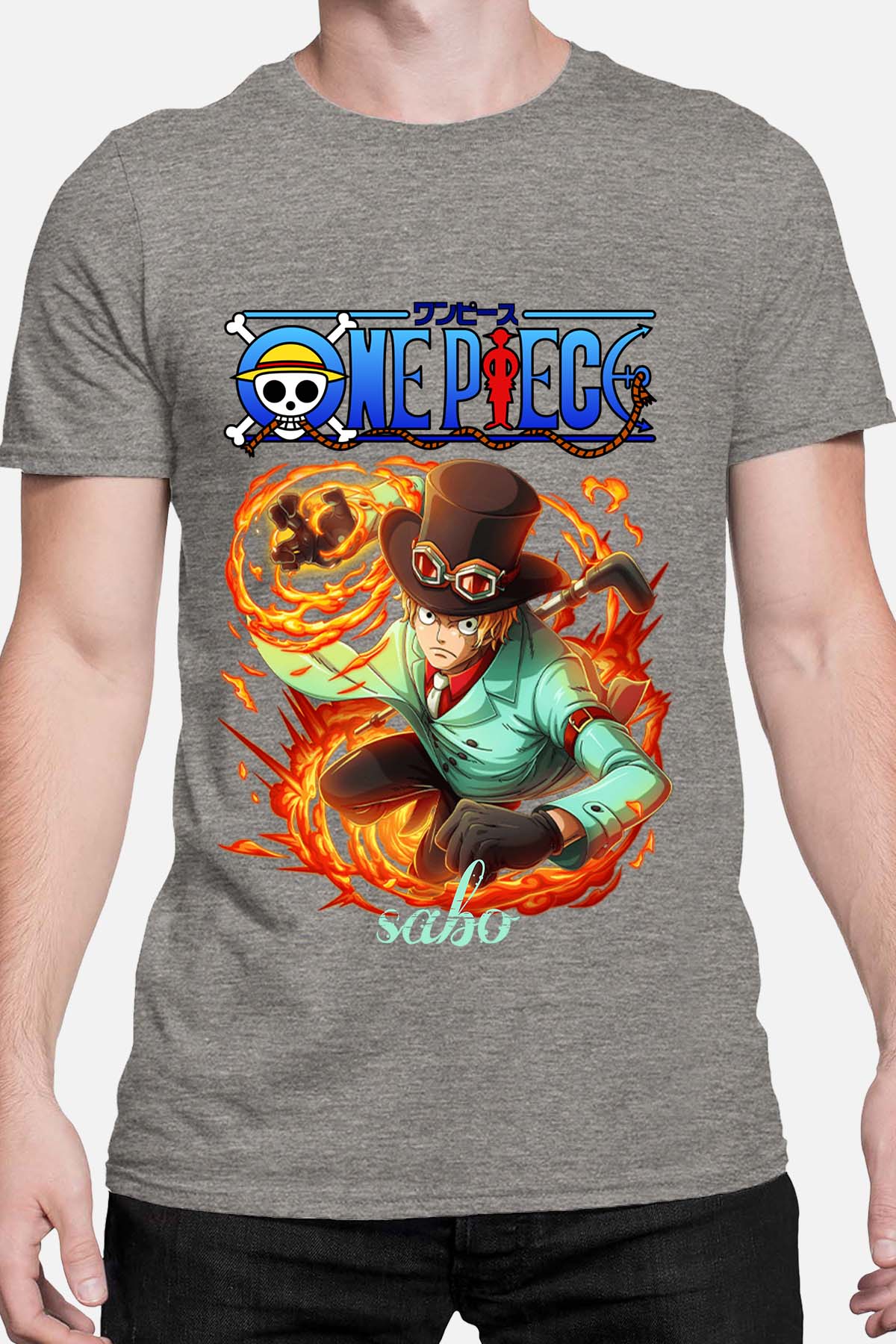 COULEUR:Gris|T-shirt Homme | Attack One Piece 08 Gris