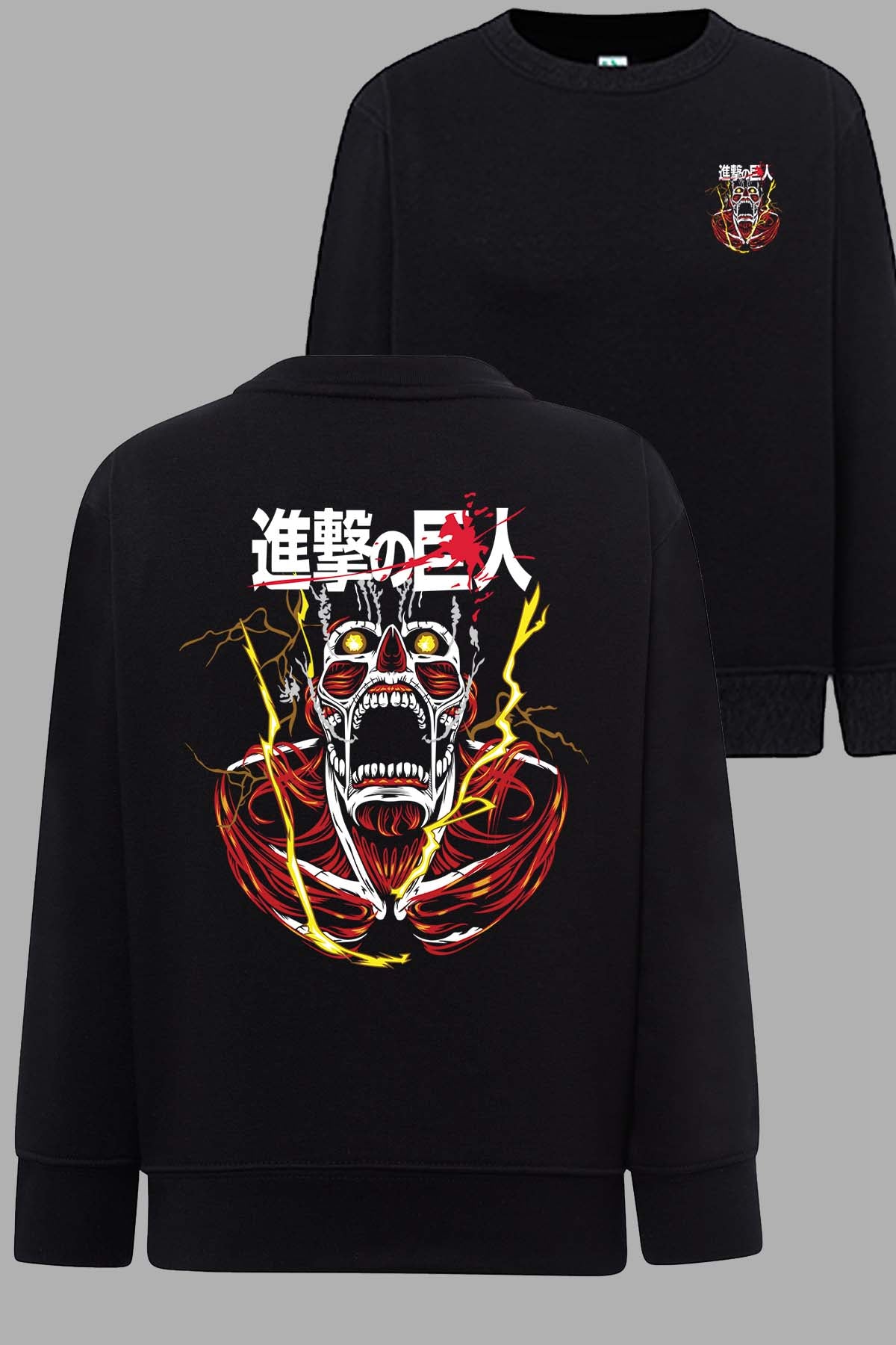 COULEUR:Noir|Sweat Col Rond Homme | Attaques des Titans 11 Noir