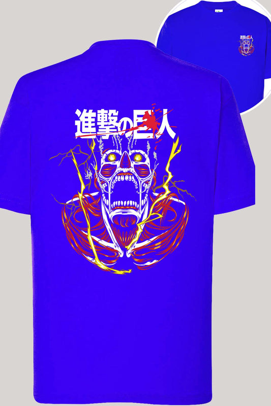 COULEUR:Bleu Roi|T-shirt Garçon | Attaques des Titans 11 Bleu Roi