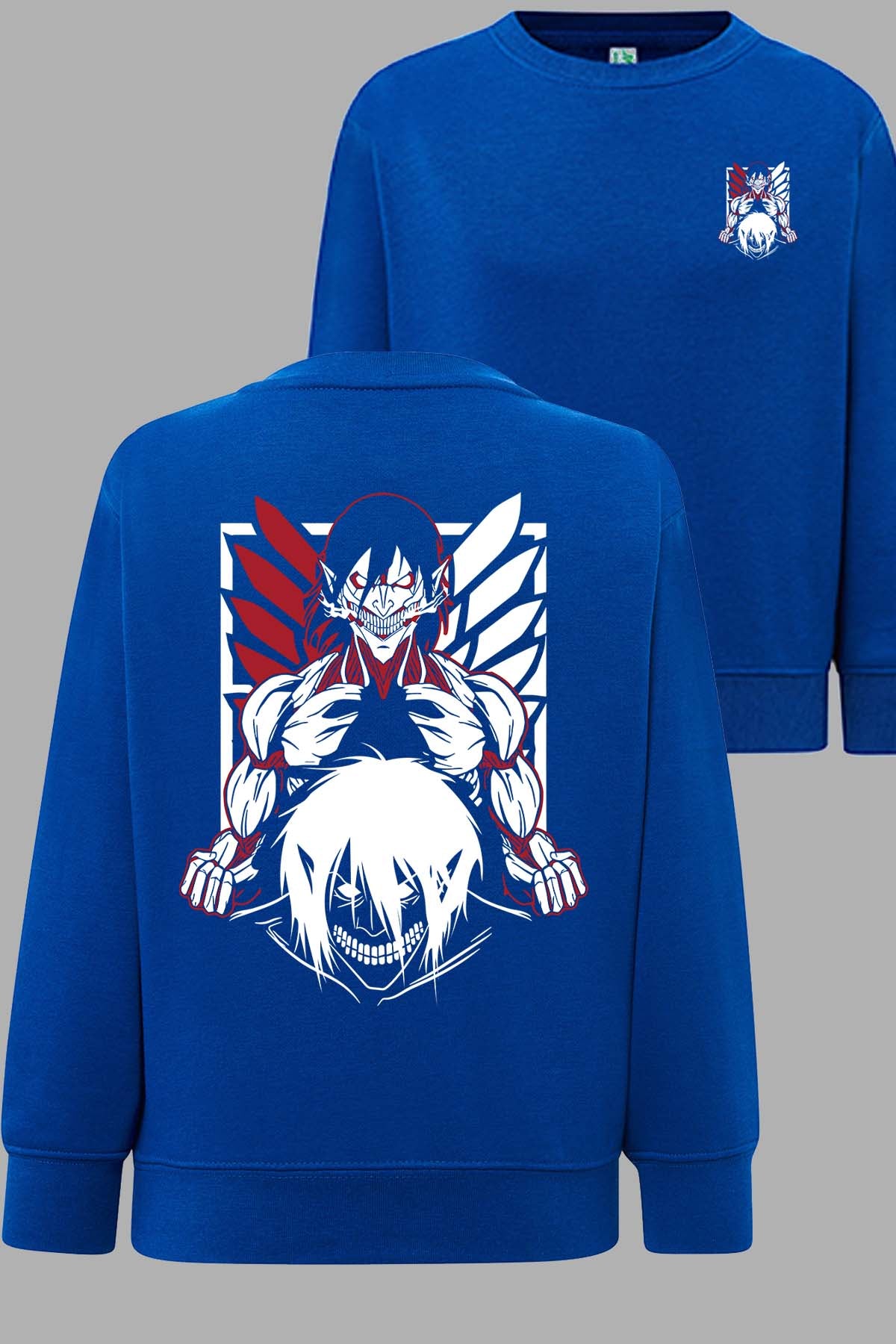 COULEUR:Bleu Roi|Sweat Col Rond Homme | Attaques des Titans 13 Bleu Roi