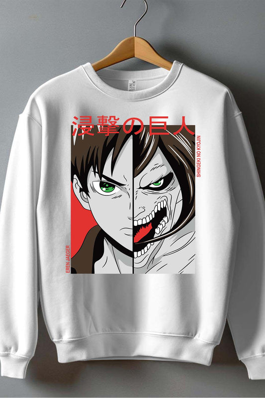 COULEUR:Blanc|Sweat Col Rond Garçon | Attaques des Titans 14 Blanc