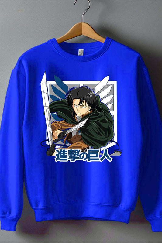 COULEUR:Bleu Roi|Sweat Col Rond Garçon | Attaques des Titans 15 Bleu Roi