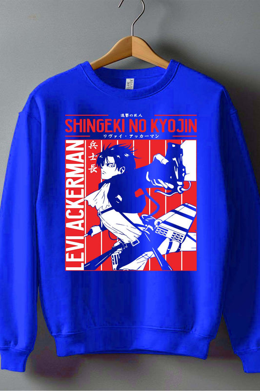 COULEUR:Bleu Roi|Sweat Col Rond Garçon | Attaques des Titans 16 Bleu Roi