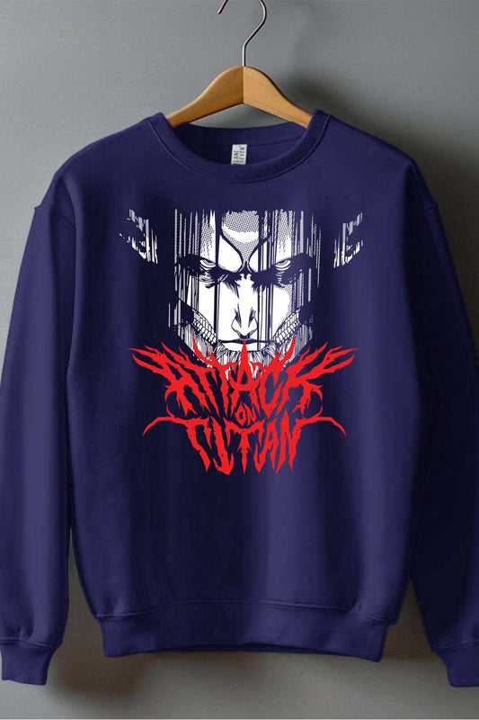 COULEUR:Marine|Sweat Col Rond Garçon | Attaques des Titans 21 Marine