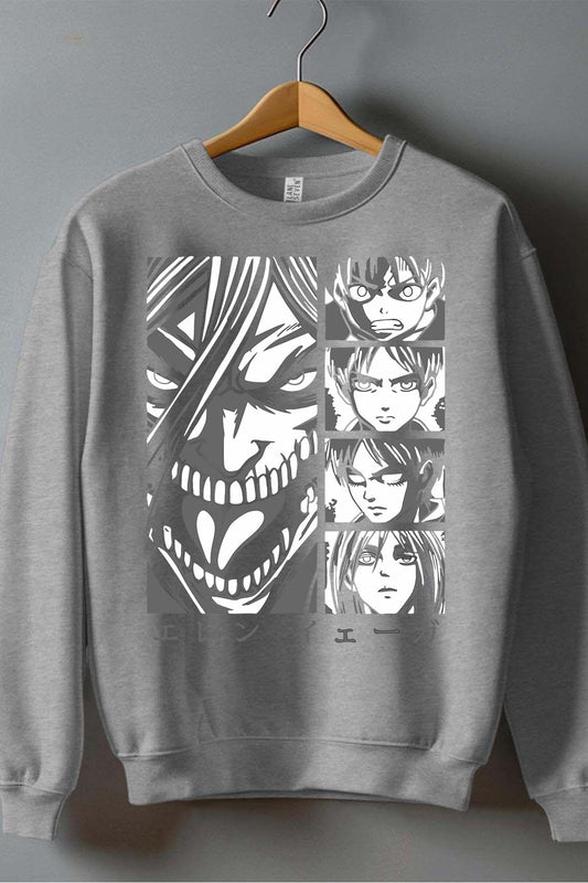 COULEUR:Gris|Sweat Col Rond Garçon | Attaques des Titans 24 Gris