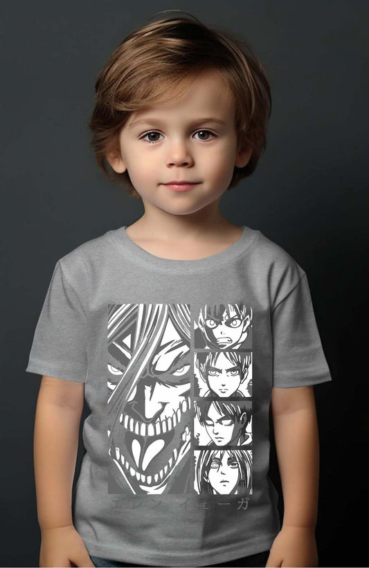 COULEUR:Gris|T-shirt Garçon | Attaques des Titans 24 Gris