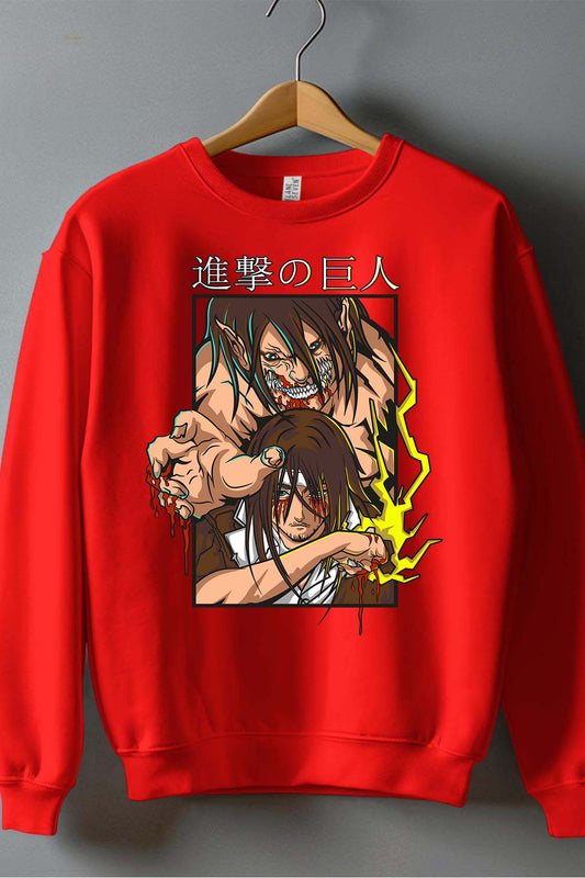COULEUR:Rouge|Sweat Col Rond Garçon | Attaques des Titans 2 Rouge