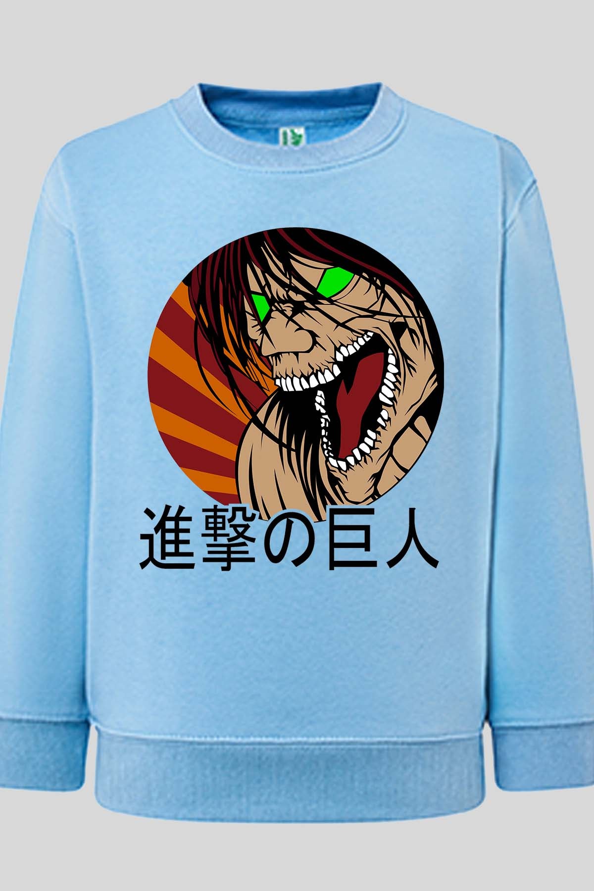 COULEUR:Bleu Ciel|Sweat Col Rond Garçon | Attaques des Titans 4 Bleu Ciel