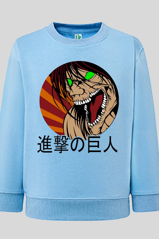 COULEUR:Bleu Ciel|Sweat Col Rond Garçon | Attaques des Titans 4 Bleu Ciel