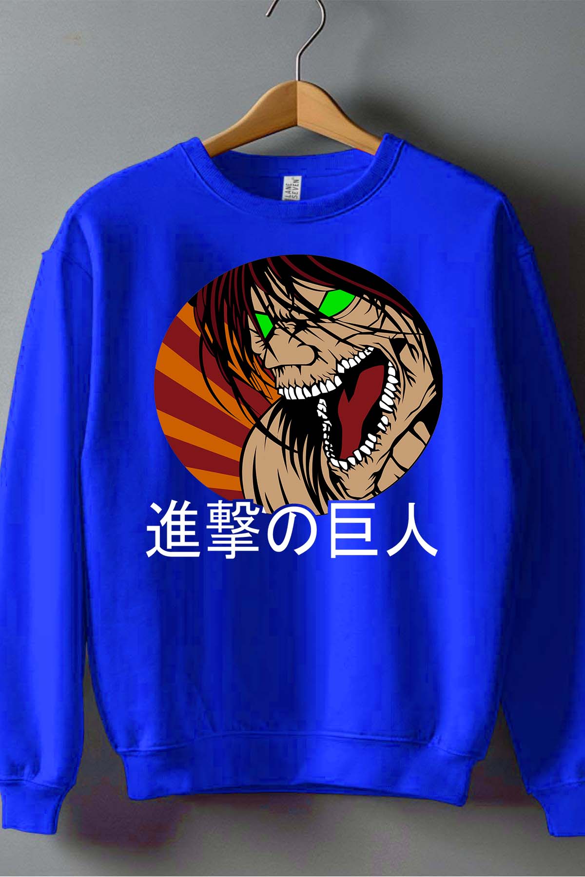 COULEUR:Bleu Roi|Sweat Col Rond Homme | Attaques des Titans 4 Bleu Roi