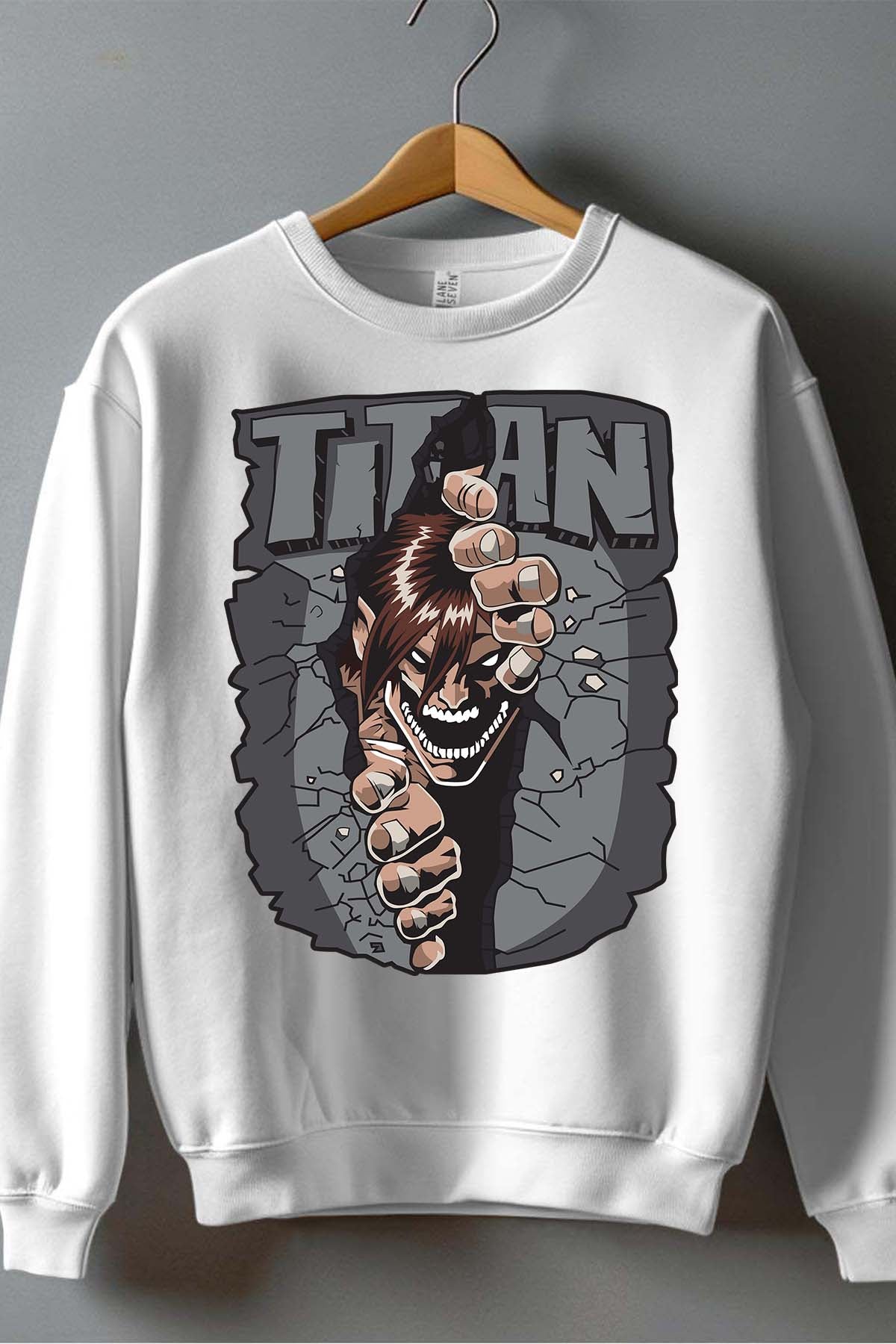 COULEUR:Blanc|Sweat Col Rond Garçon | Attaques des Titans 5 Blanc
