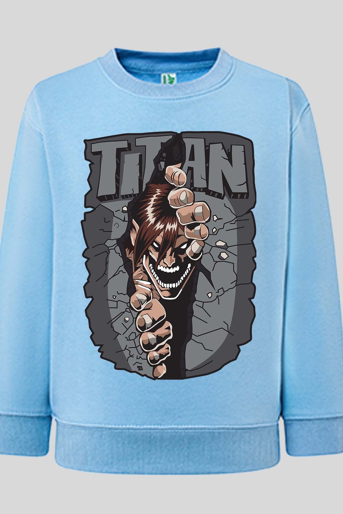 COULEUR:Bleu Ciel|Sweat Col Rond Homme | Attaques des Titans 5 Bleu Ciel